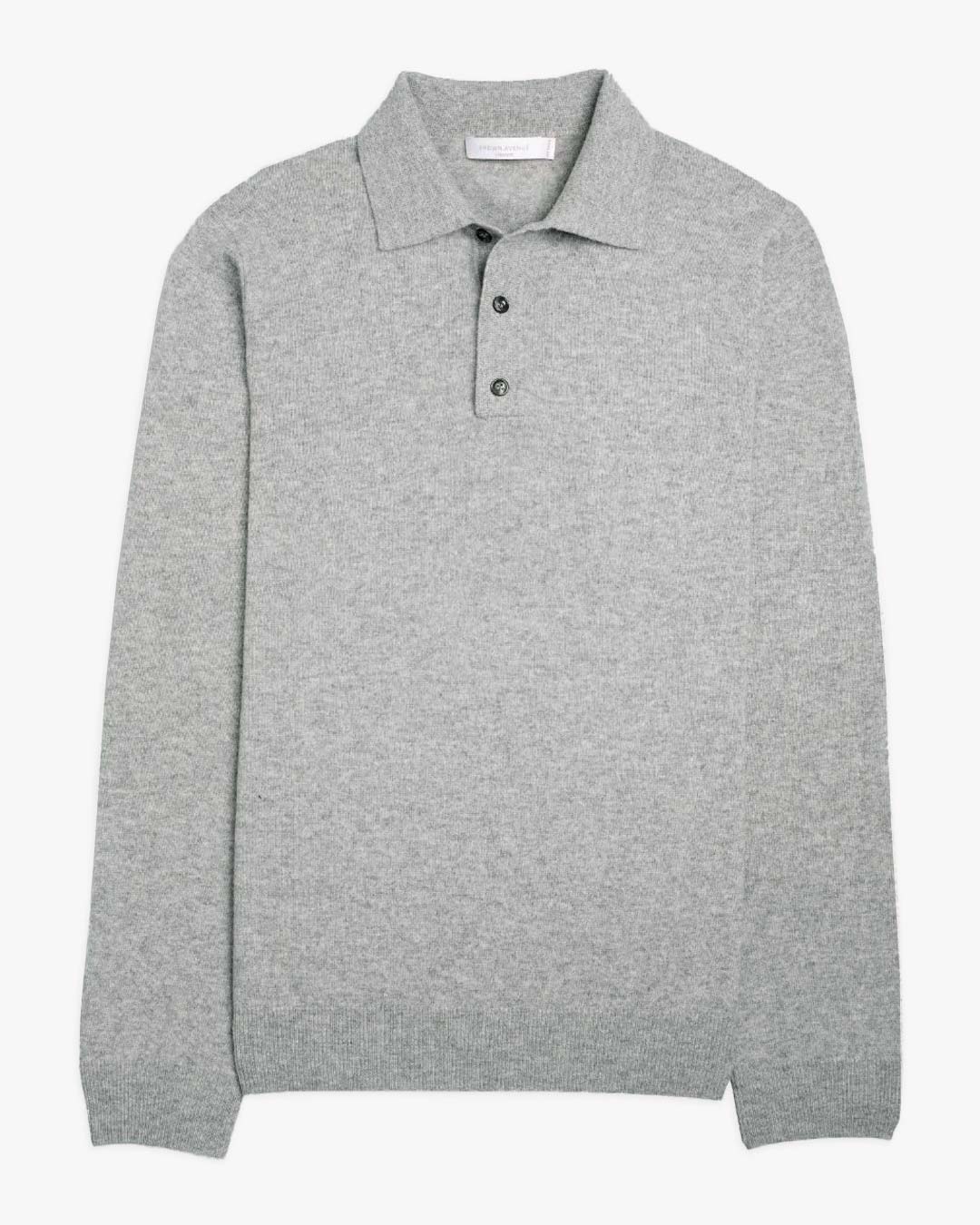 Grey Wool Cashmere Knitted Polo Shirt Sweater