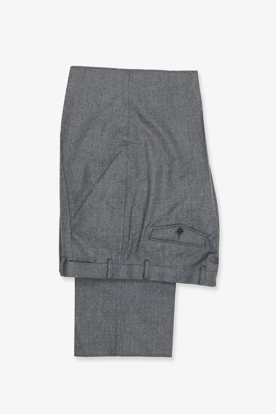 Grey Wool Flannel Single Pleat Wide Leg Trouser