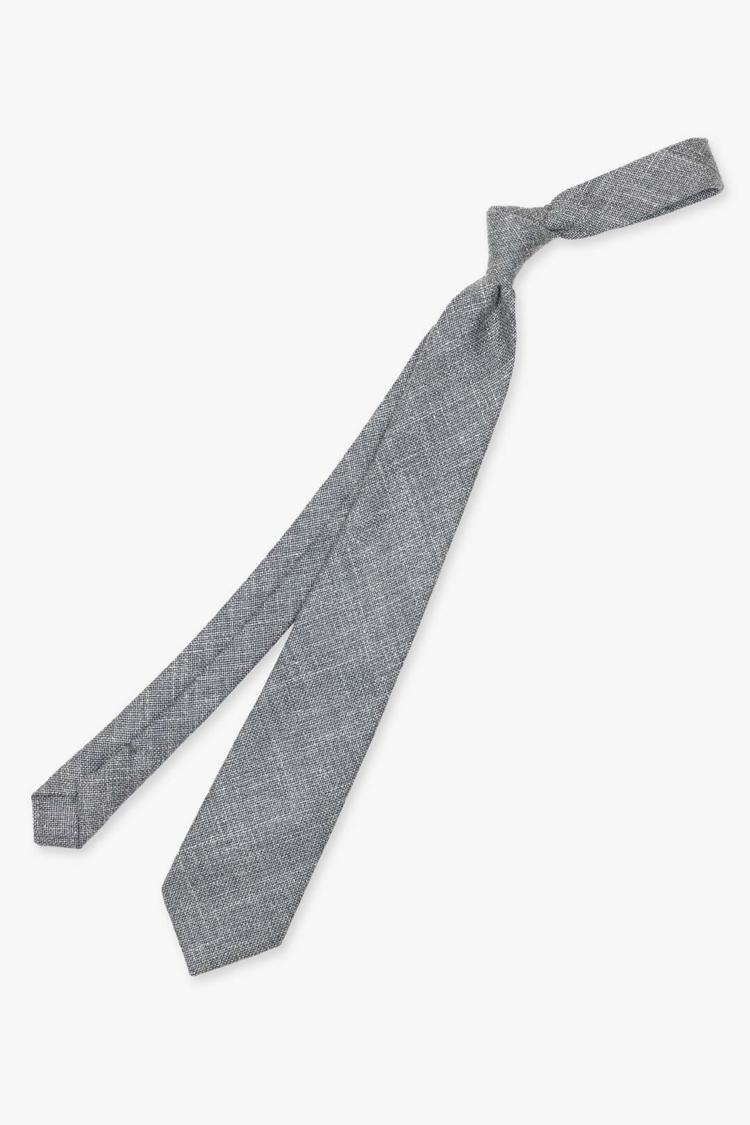 Grey Heavy Wool Silk Linen Tie
