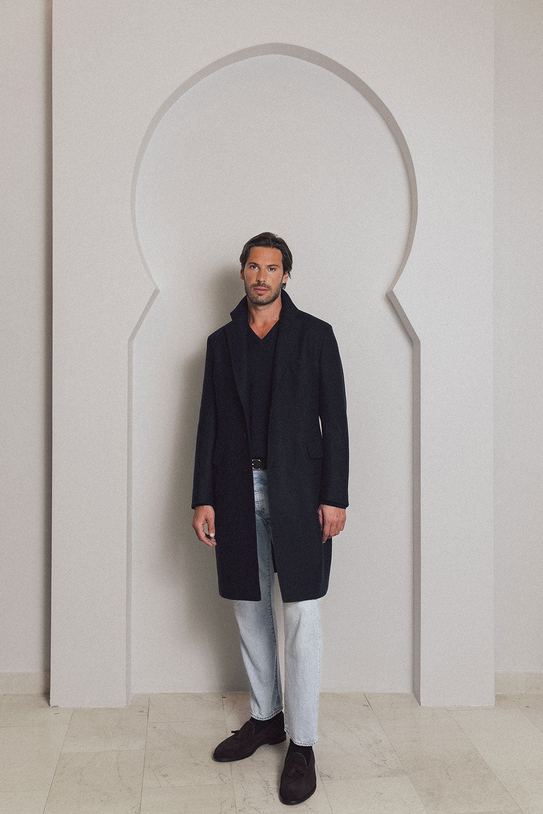 Navy Pure Cashmere V-neck Sweater