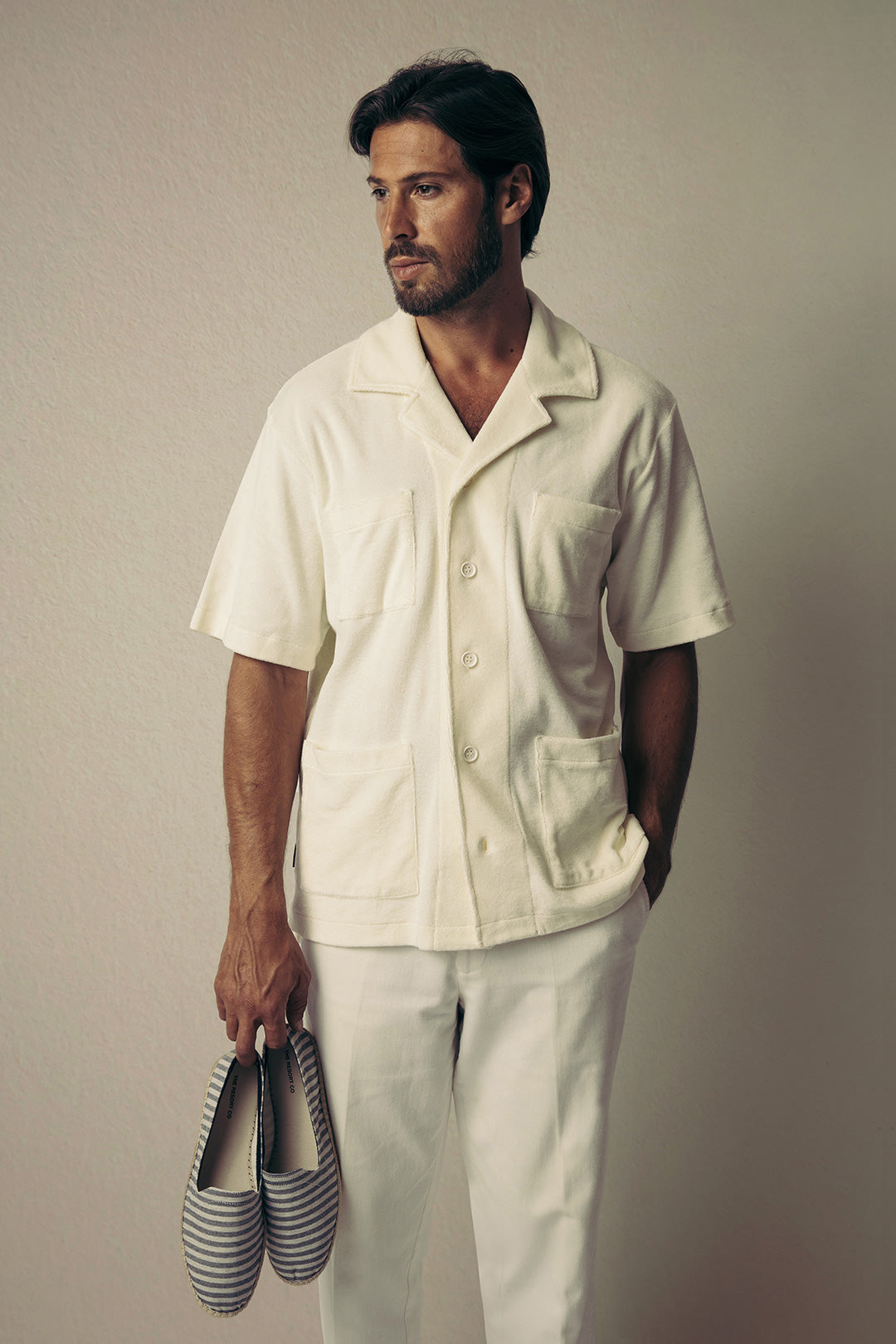 Ivory Terry Towelling Pocket Shirt