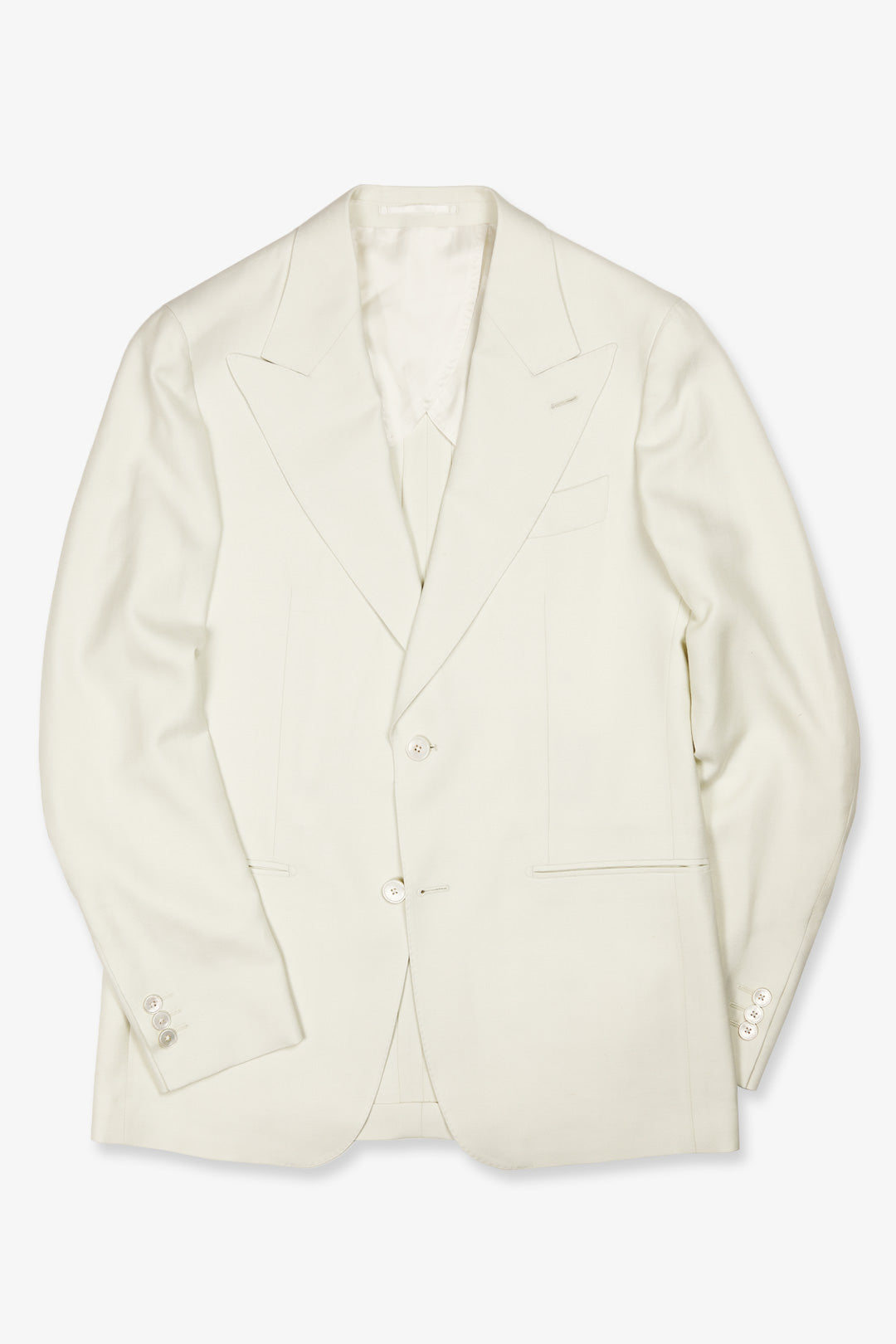 Ivory Wool SIlk Linen Herringbone Dinner Jacket
