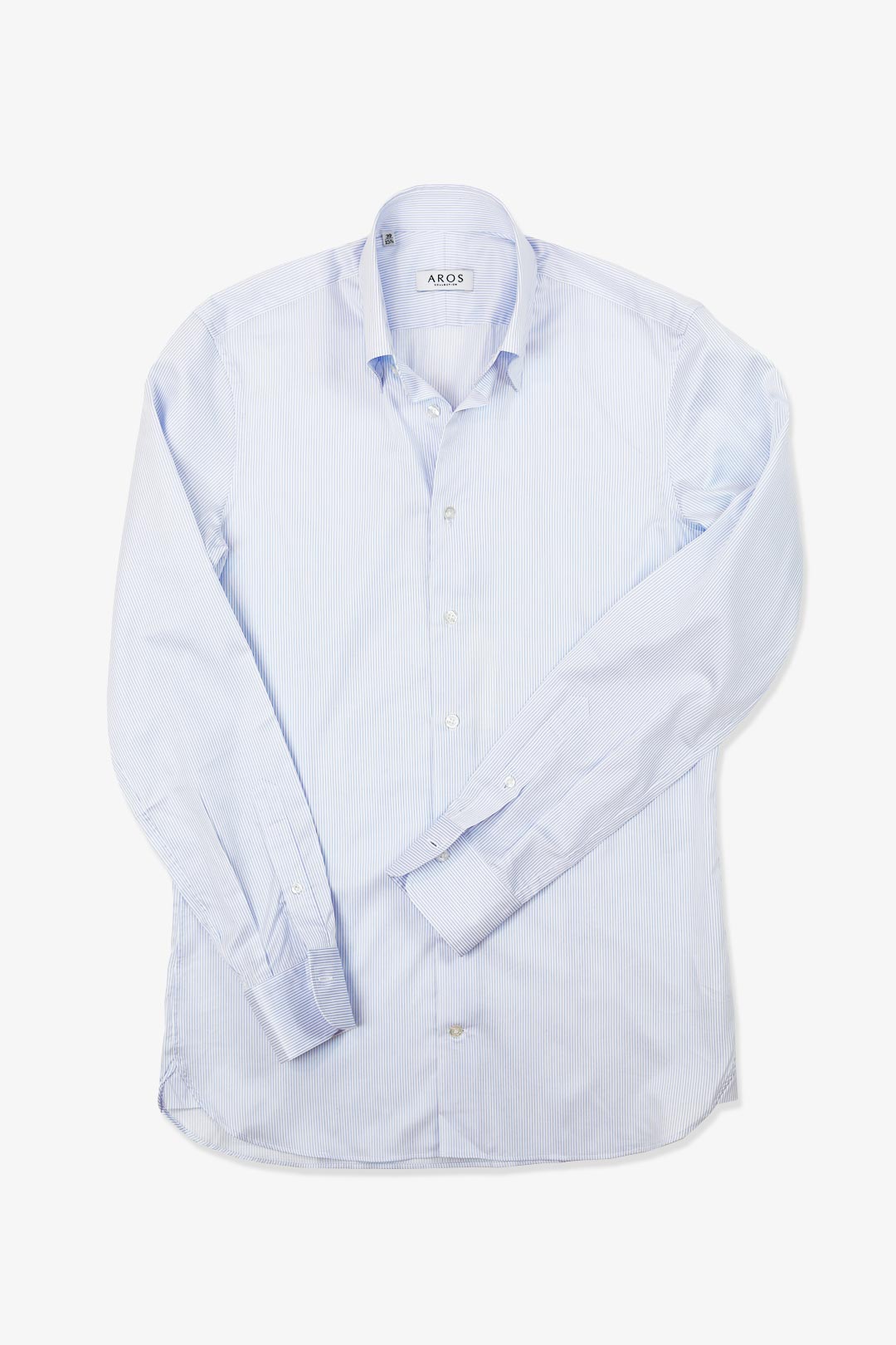 Light Blue Stripe Cotton Hidden Button Down Shirt