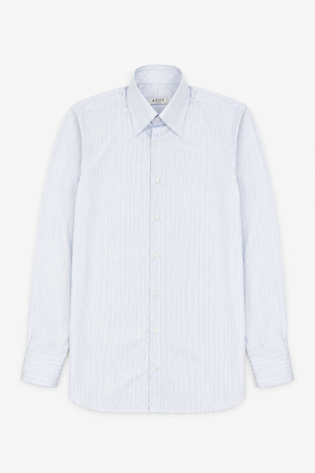Light Blue Stripe Cotton Hidden Button Down Shirt