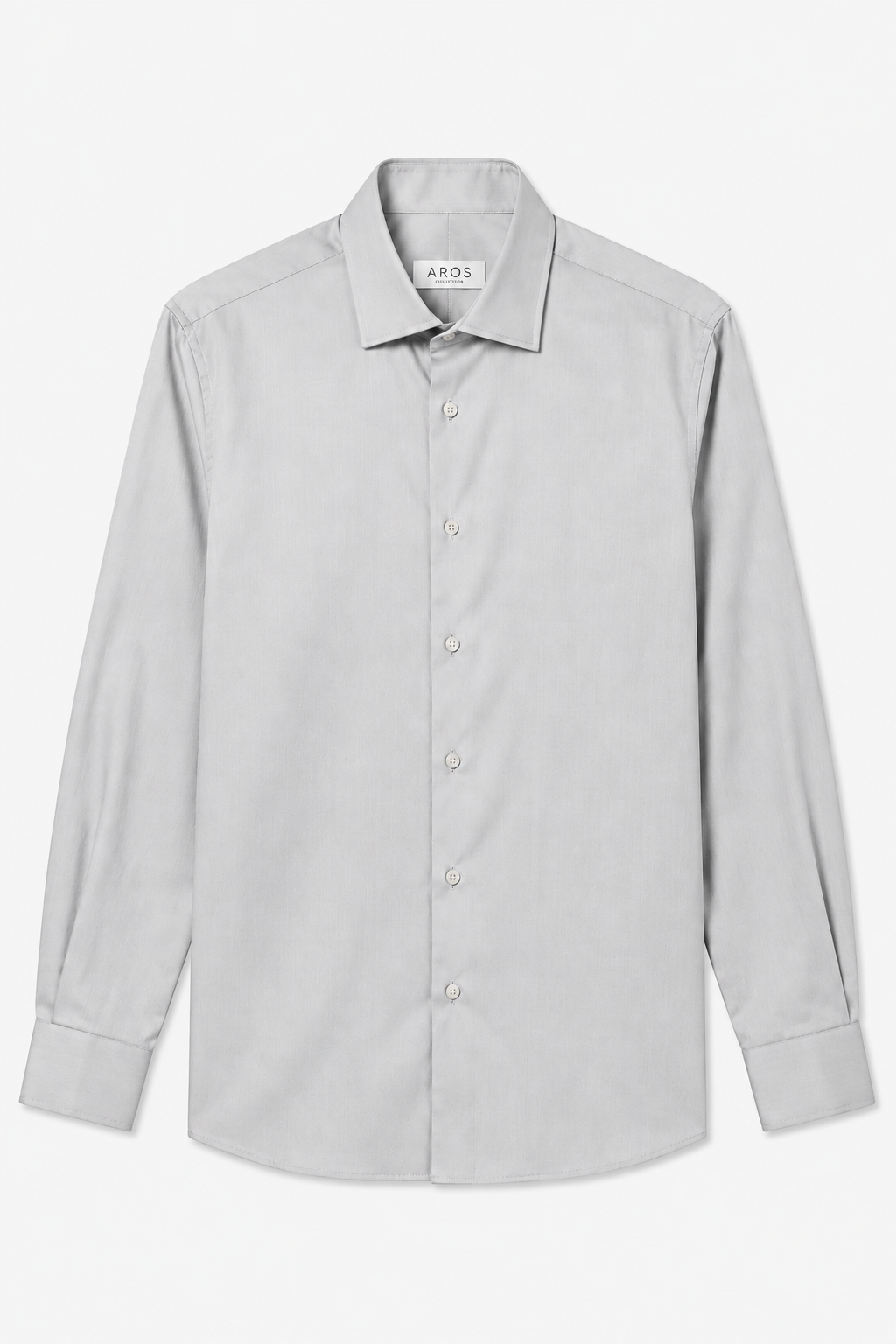 Light Grey Fine Cotton Sateen Semi-cutaway Shirt