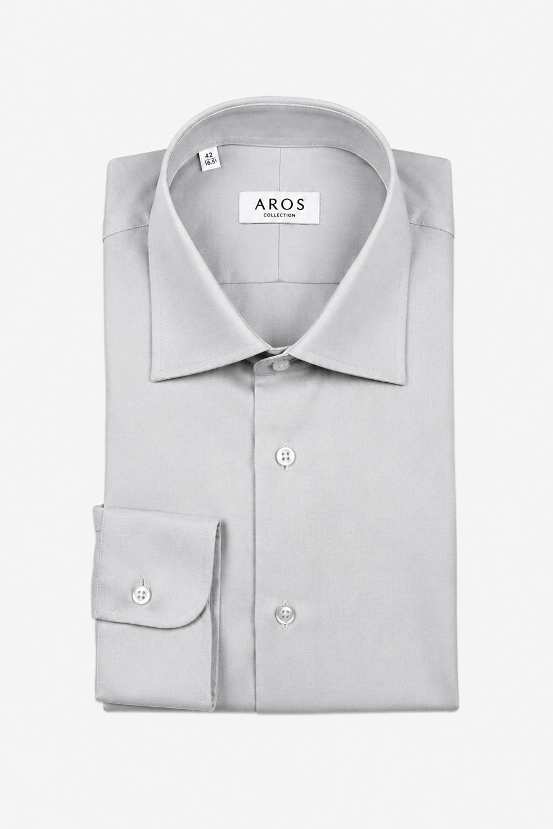 Light Grey Fine Cotton Sateen Semi-cutaway Shirt