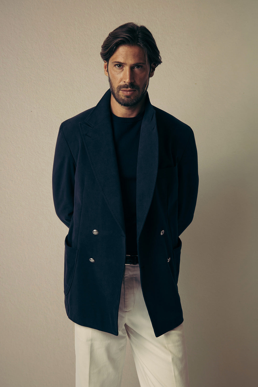 Midnight Blue Cotton Moleskin Club Blazer