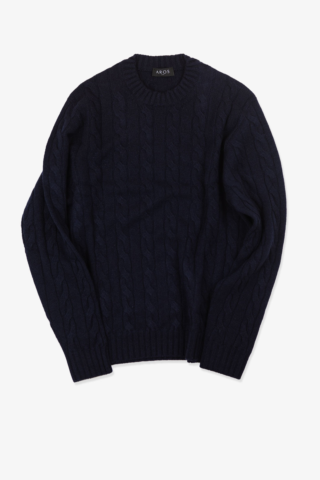 Tamnoplavi džemper od čistog kašmira s uzorkom pletenice