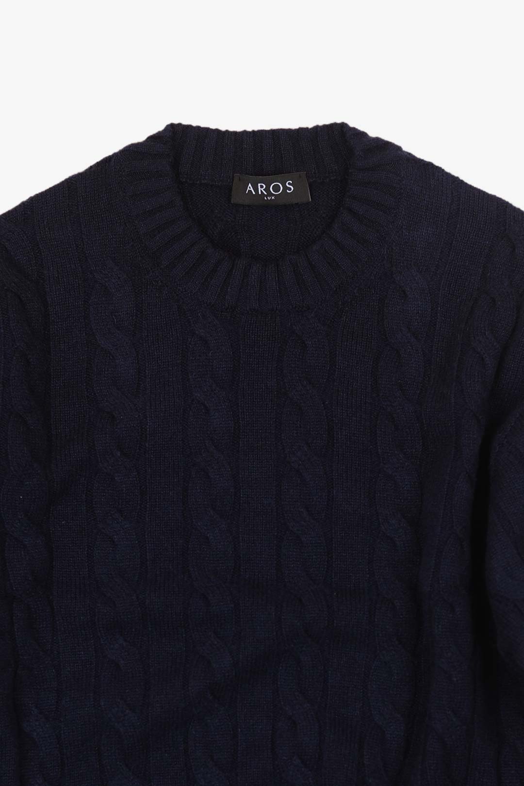 Tamnoplavi džemper od čistog kašmira s uzorkom pletenice