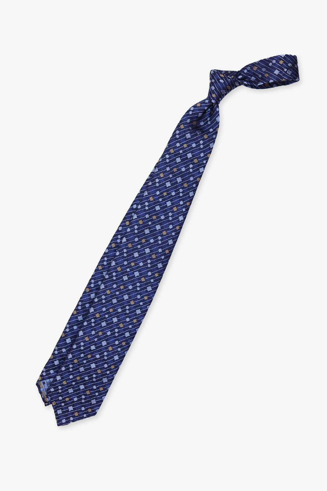 Navy Beige Lavender Vintage Silk Tie