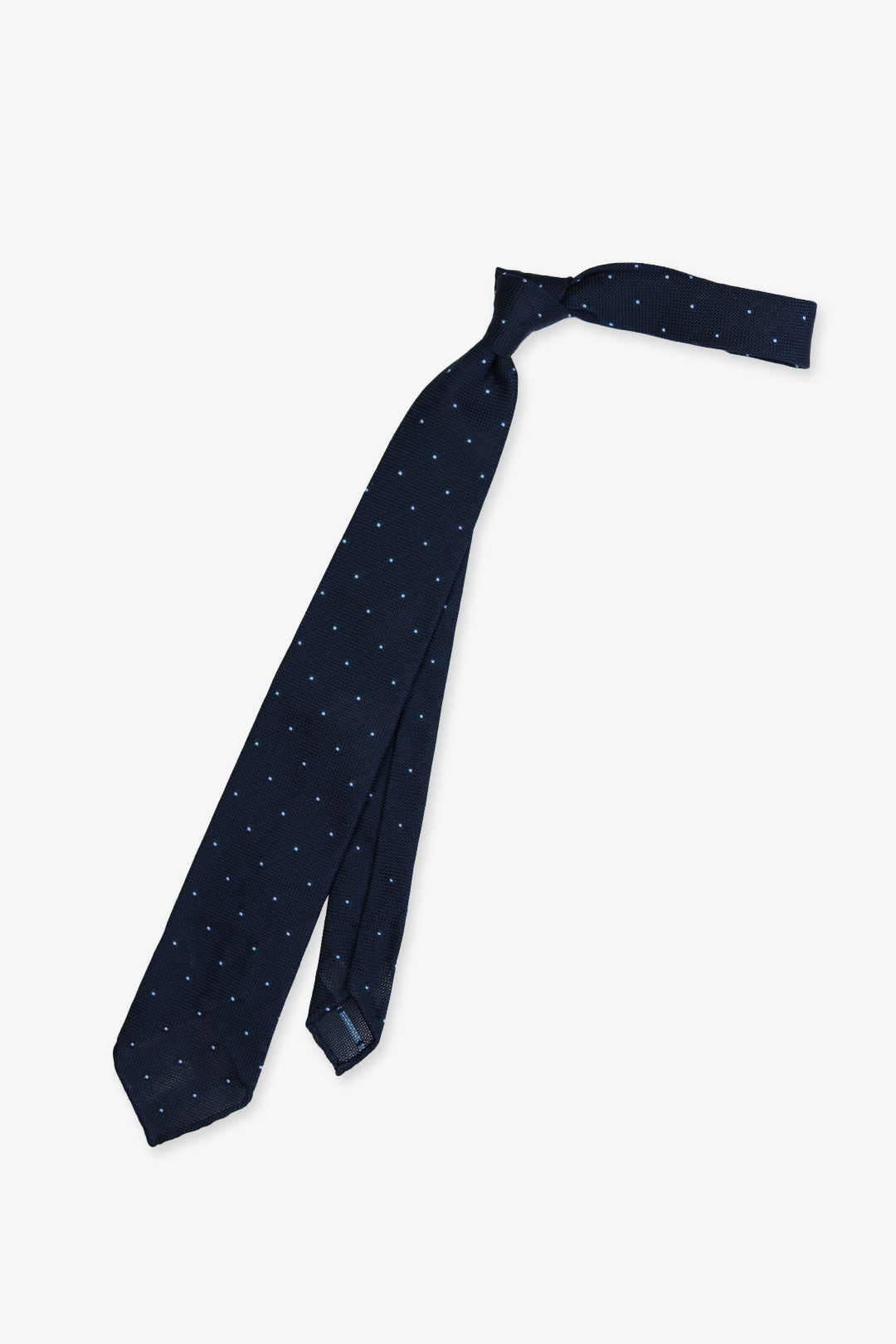 Navy Blue Polka Dot Silk Grenadine Tie