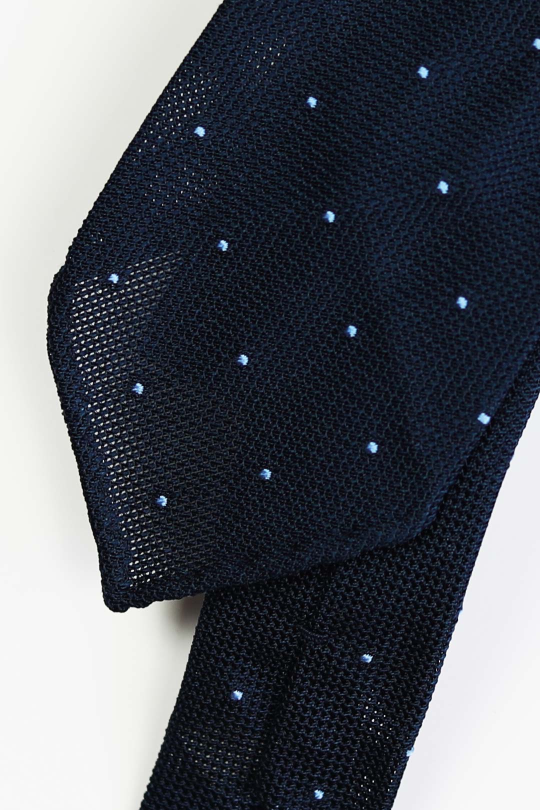 Navy Blue Polka Dot Silk Grenadine Tie
