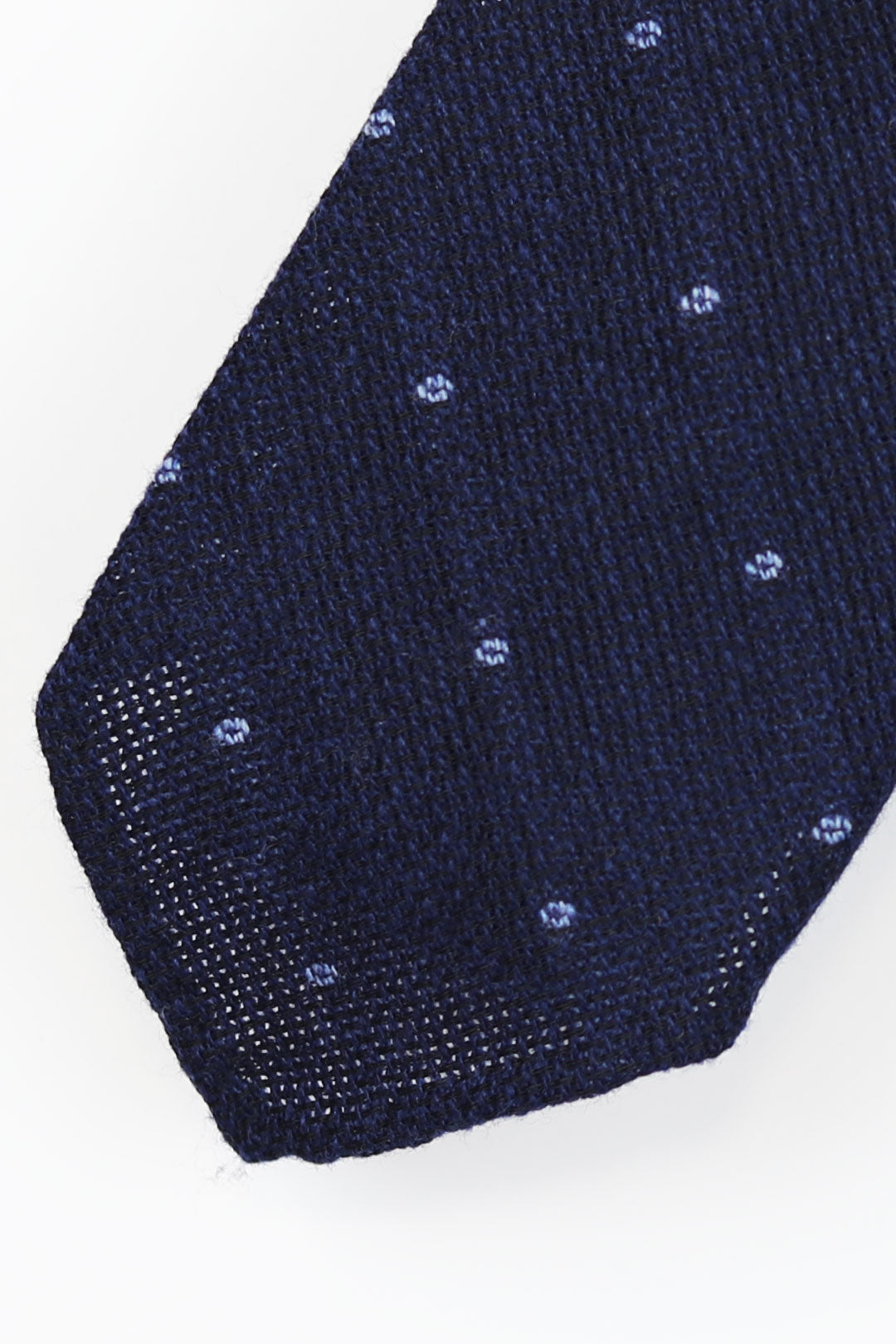 Navy Blue Polka Dot Wool Silk Tie