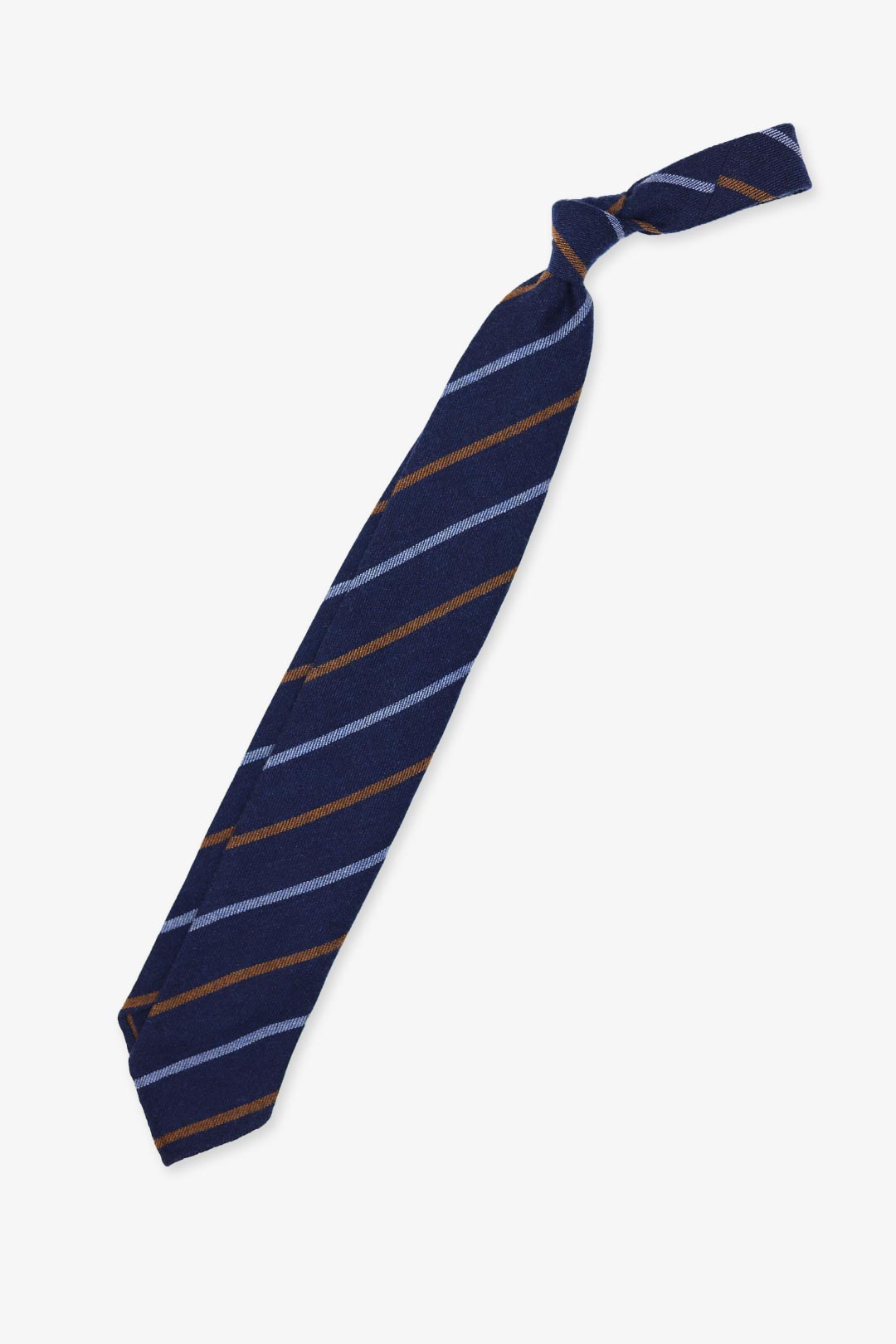 Navy Brown Blue Stripe Cashmere Tie