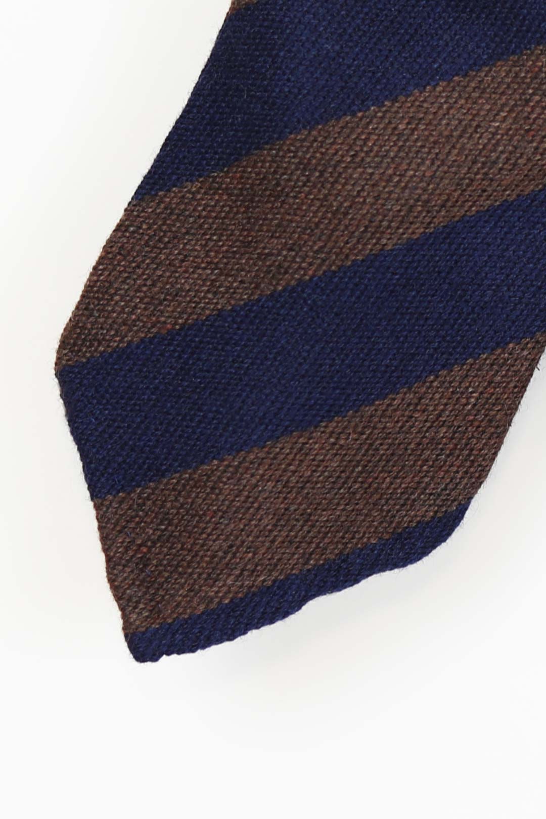 Navy Brown Stripe Cashmere Silk Tie