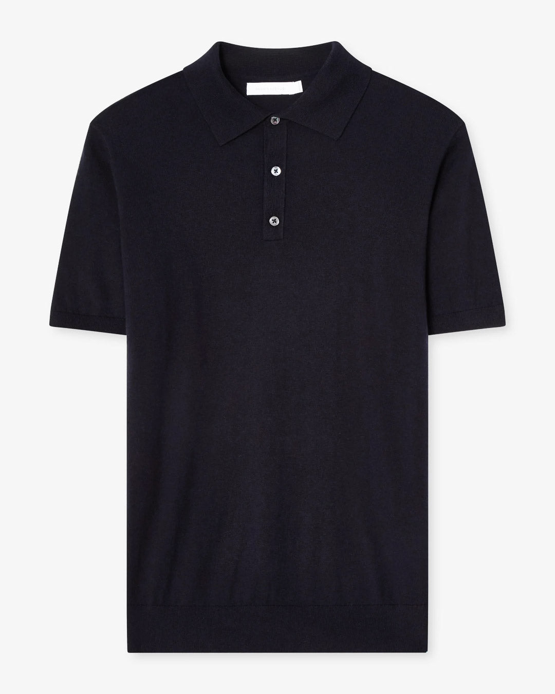 Navy Cotton Cashmere Knitted Polo Shirt