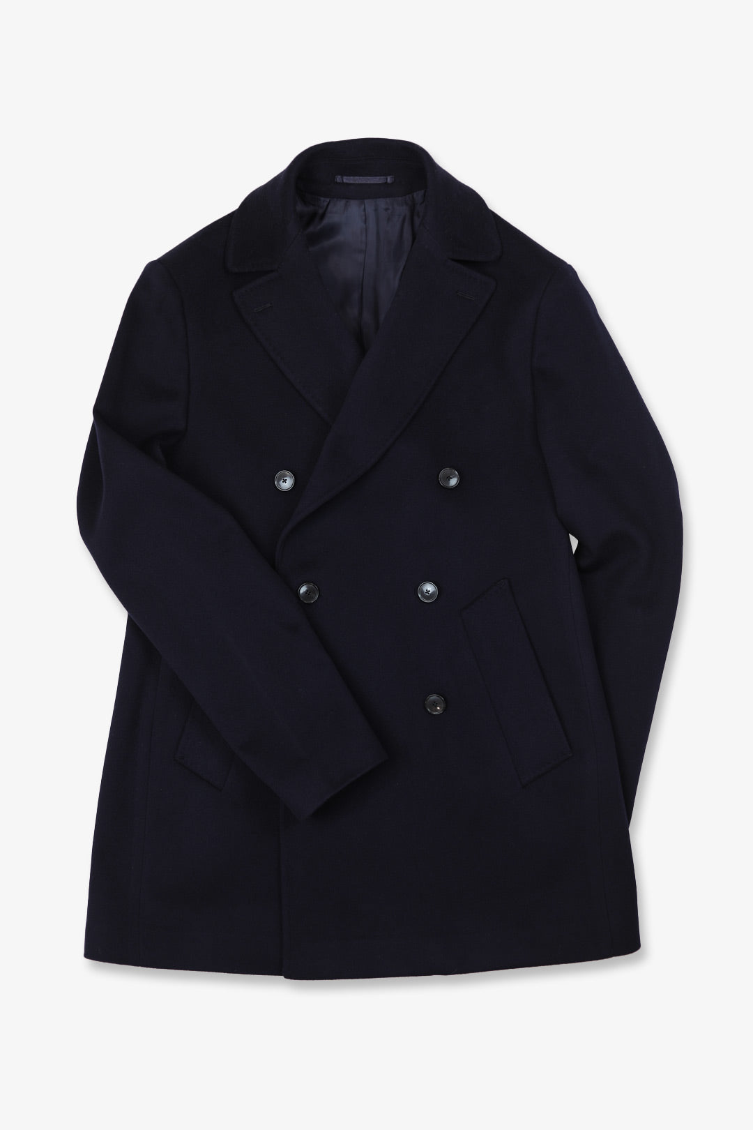 Navy Loro Piana Water‐repellent Wool Pea Coat