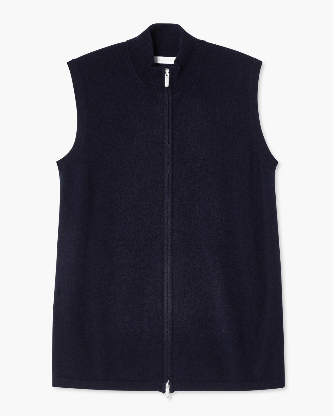 Navy Merino Cashmere Zip Vest