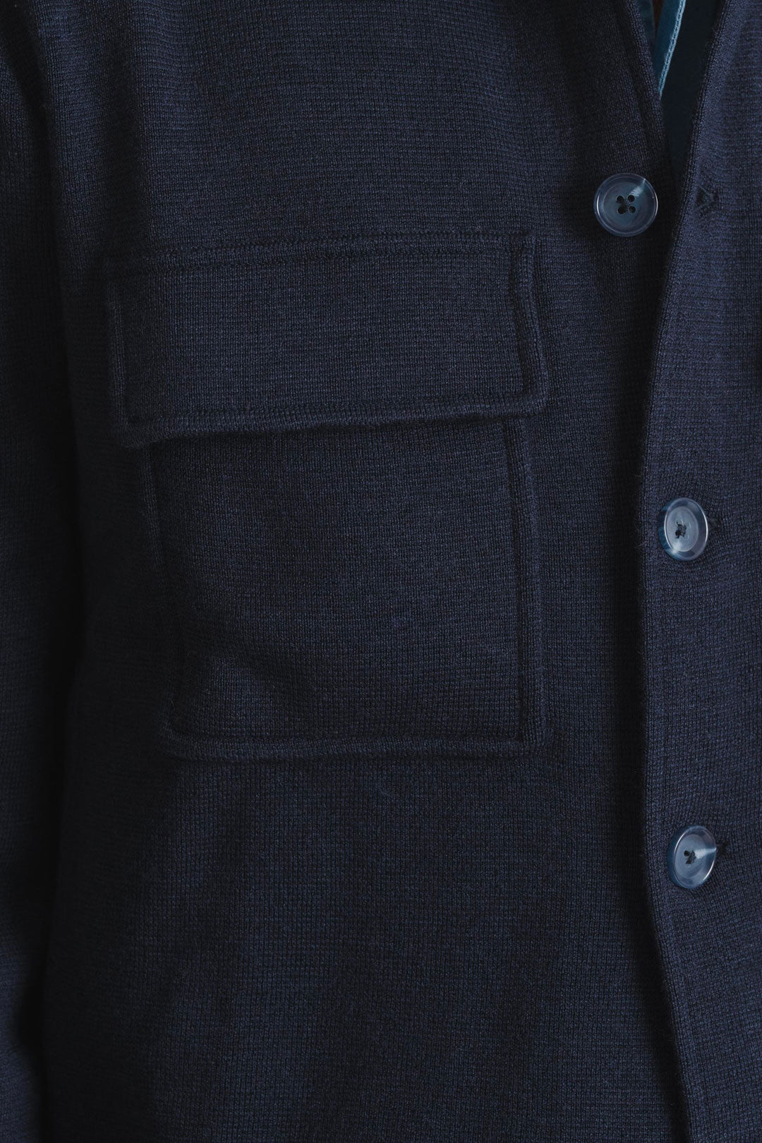 Navy Merino Knitted Shirt Jacket