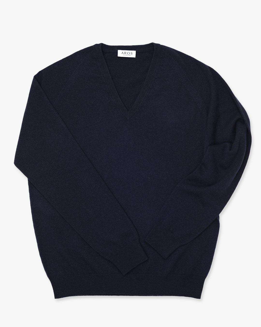 Navy Pure Cashmere V-neck Sweater