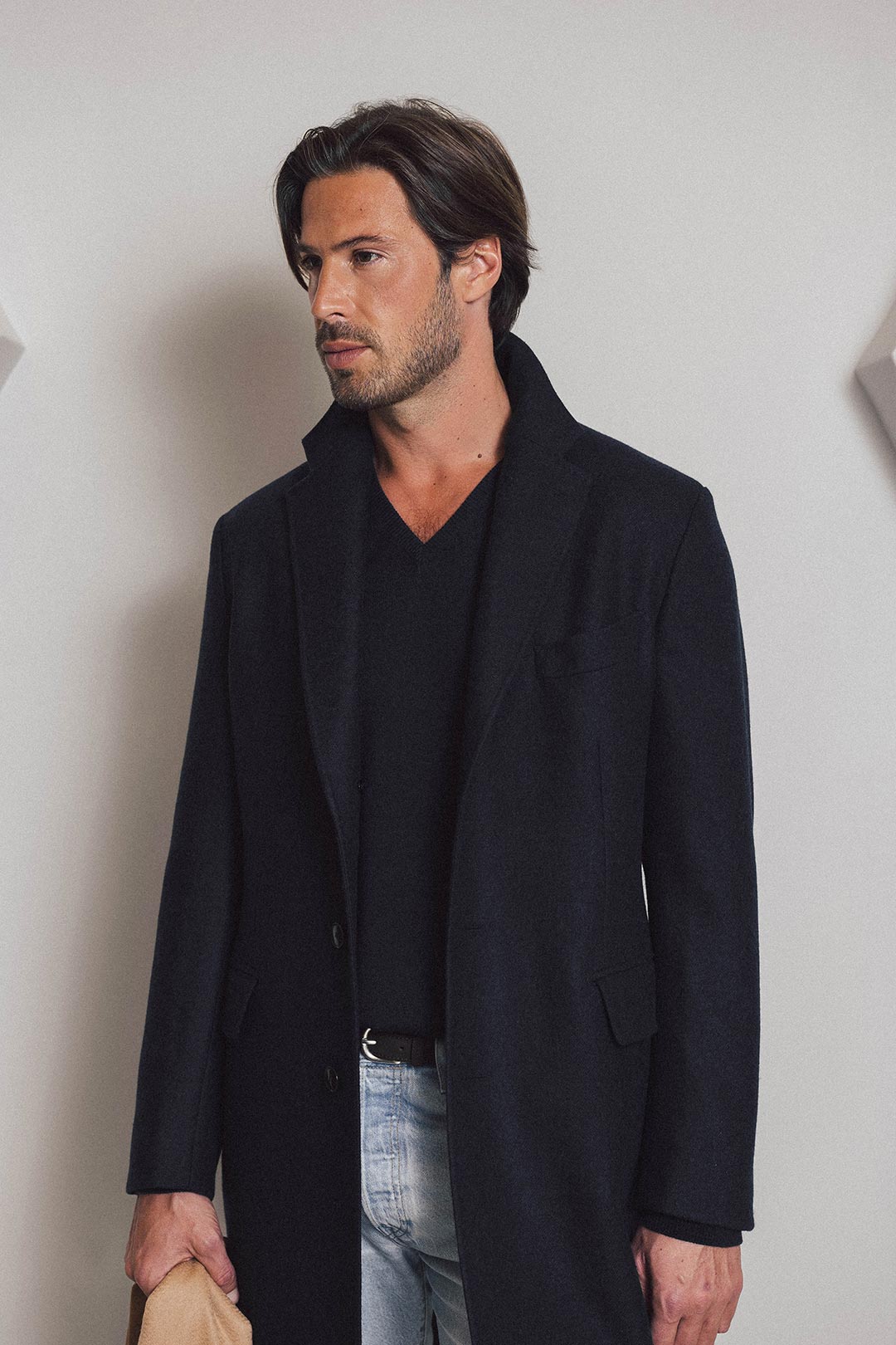 Navy Pure Cashmere V-neck Sweater