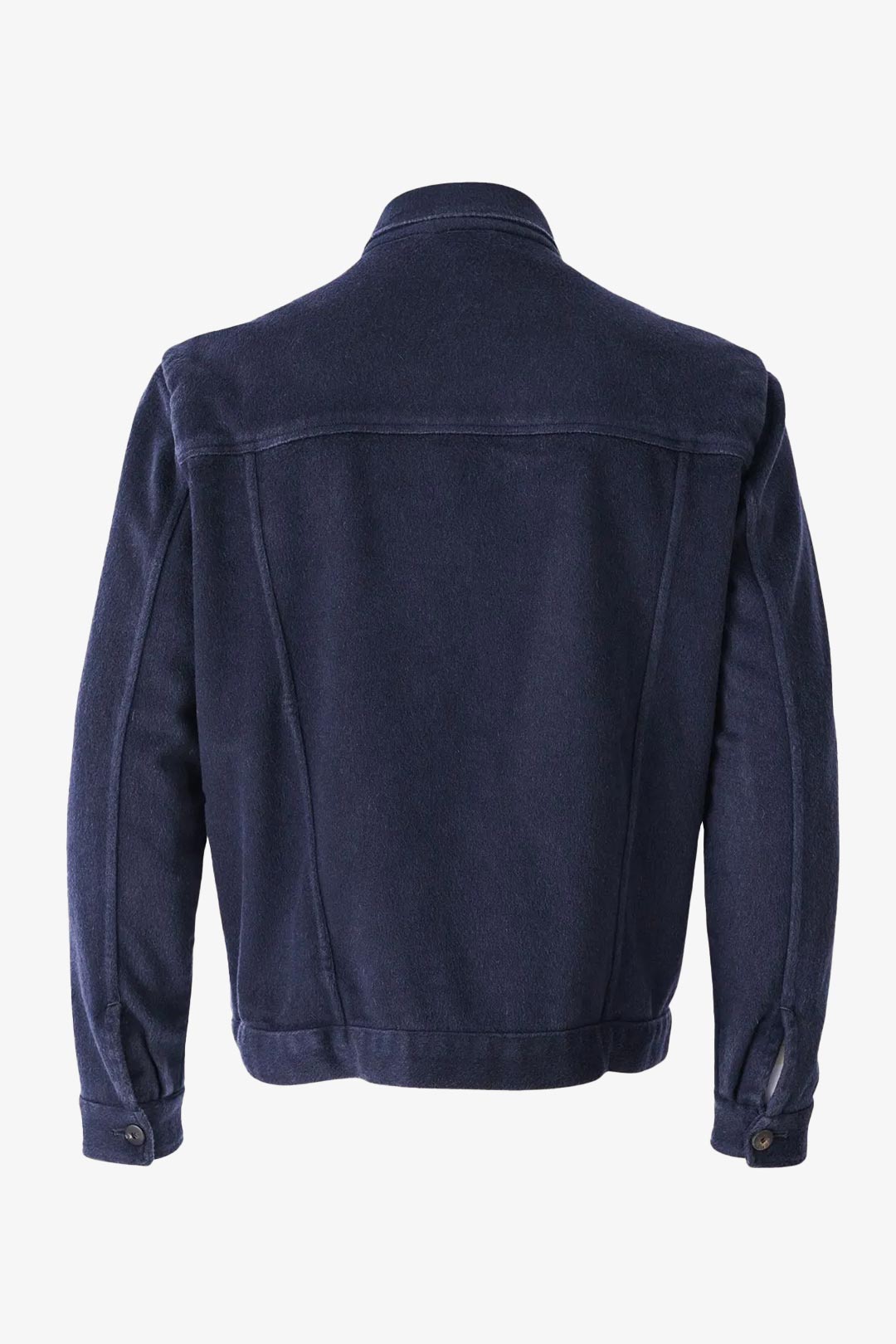 Navy Vanacore Garment Dyed Cashmere Trucker Jacket