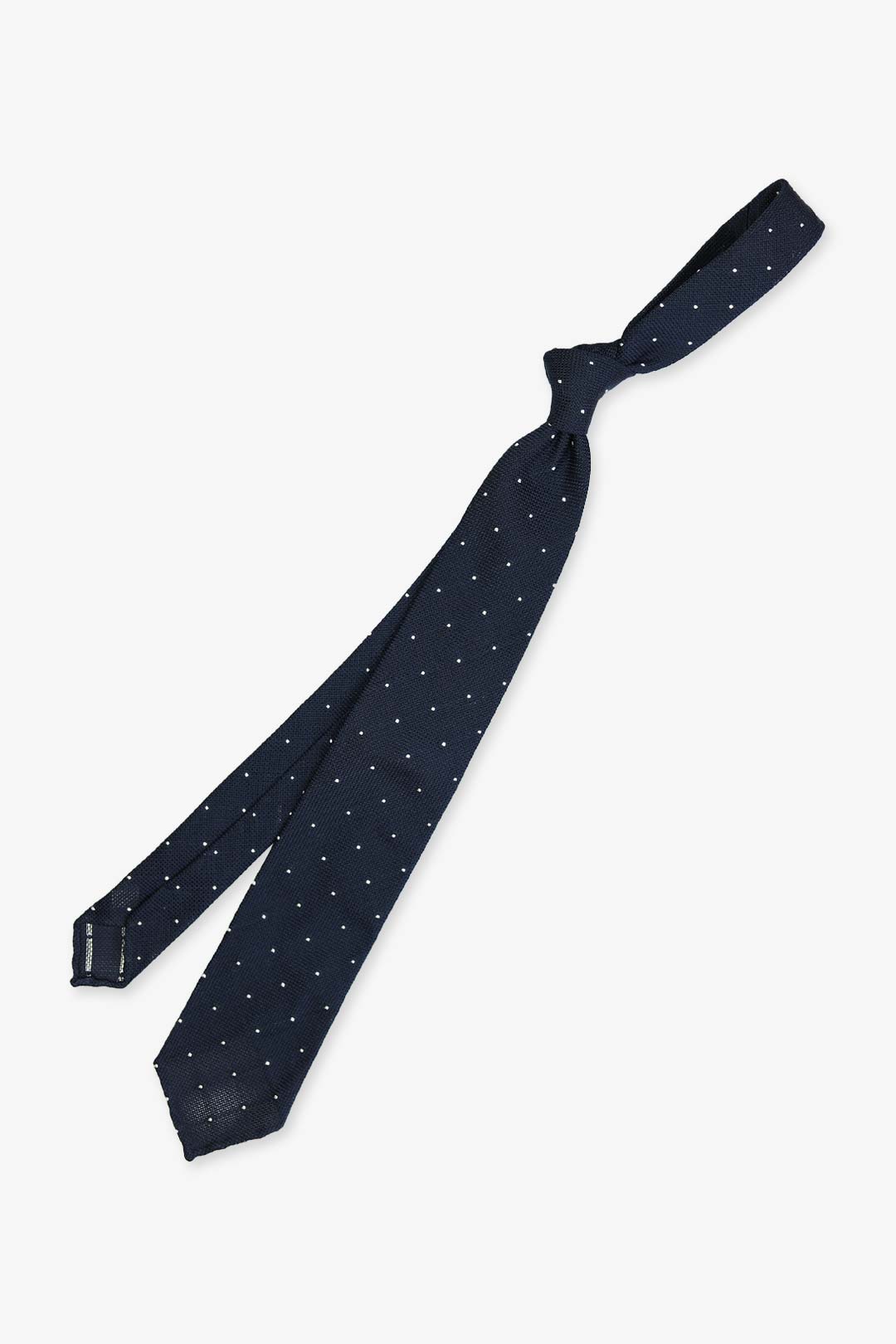 Navy White Polka Dot Silk Grenadine Tie