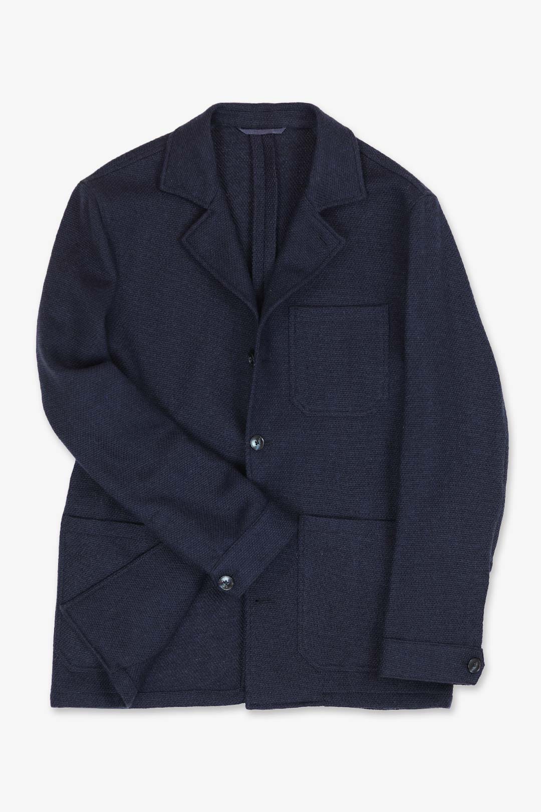 Navy Wool Alpaca Shirt Jacket