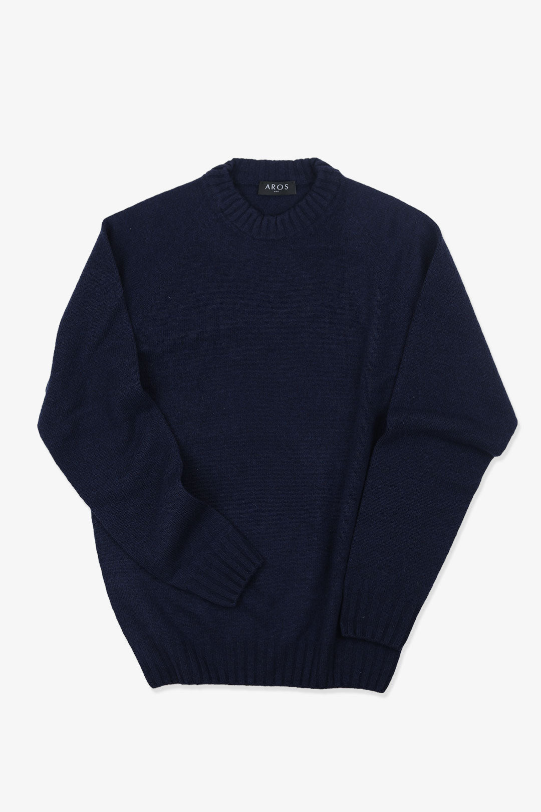 Tamnoplavi vuneni kašmirski džemper s okruglim izrezom