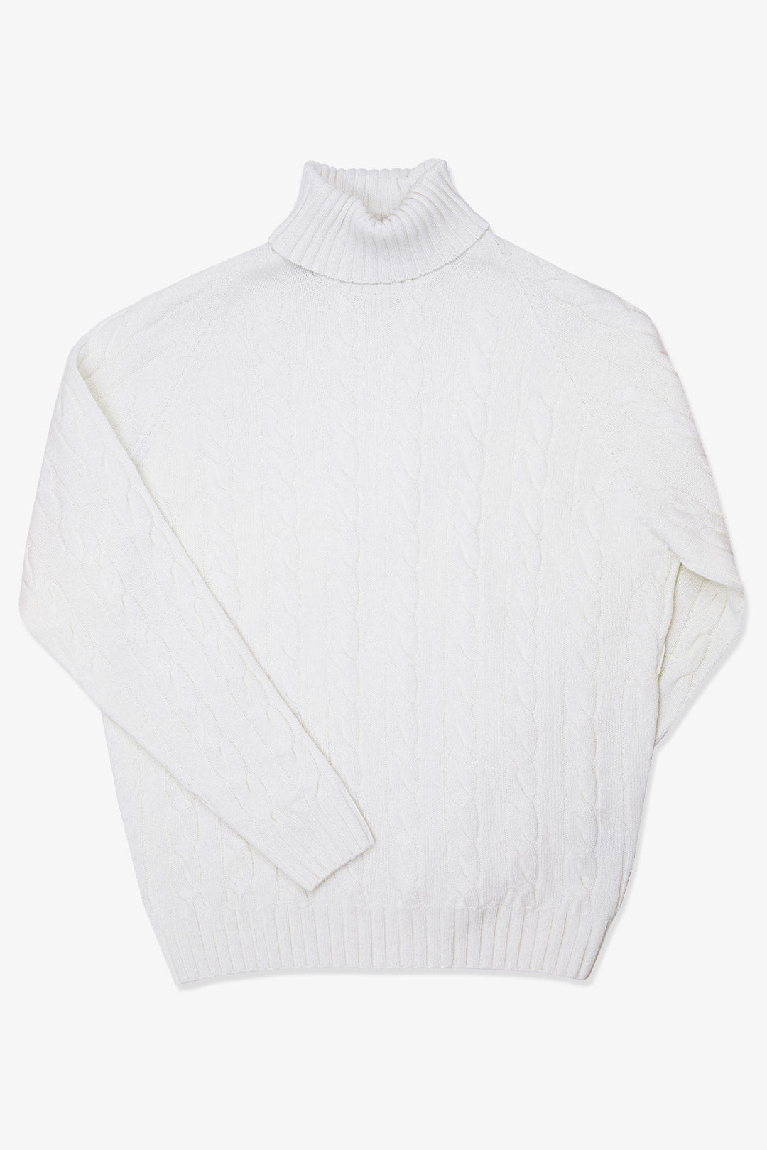 Off White Cashmere Wool Cable-knit Turtleneck Sweater