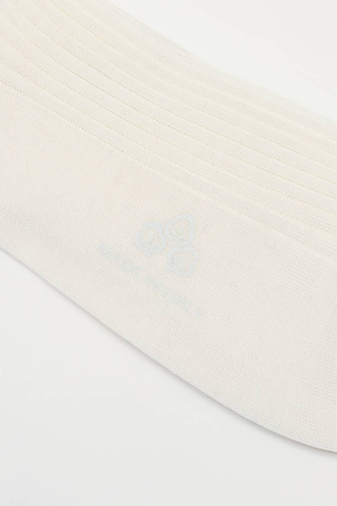 Off White Cotton Ankle Length Ribbed Socks