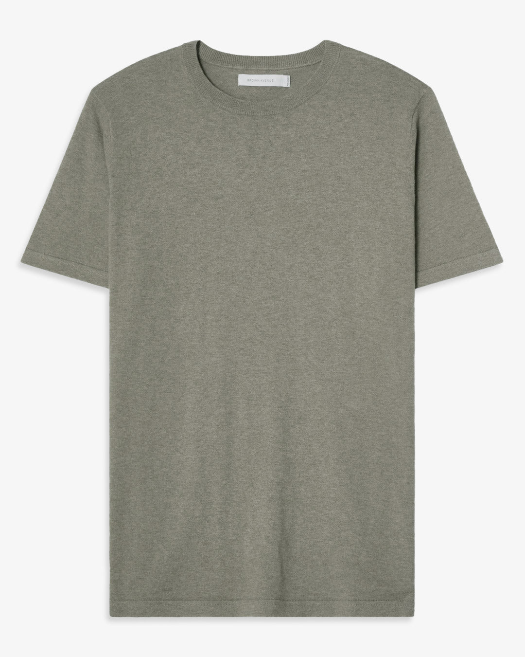 Olive Green Cotton Cashmere Knitted T-Shirt