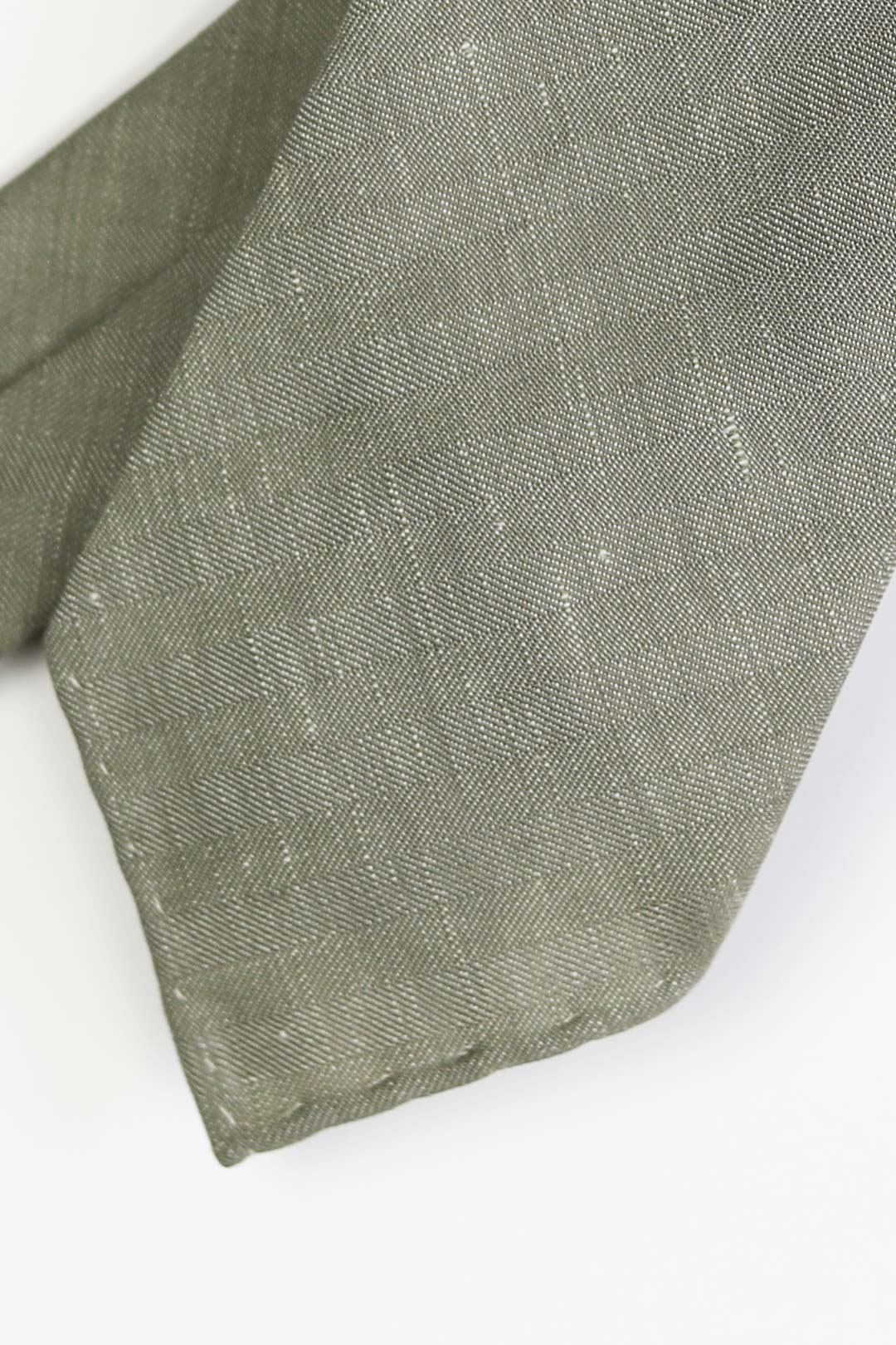 Olive Green Lightweight Wool Linen Tie