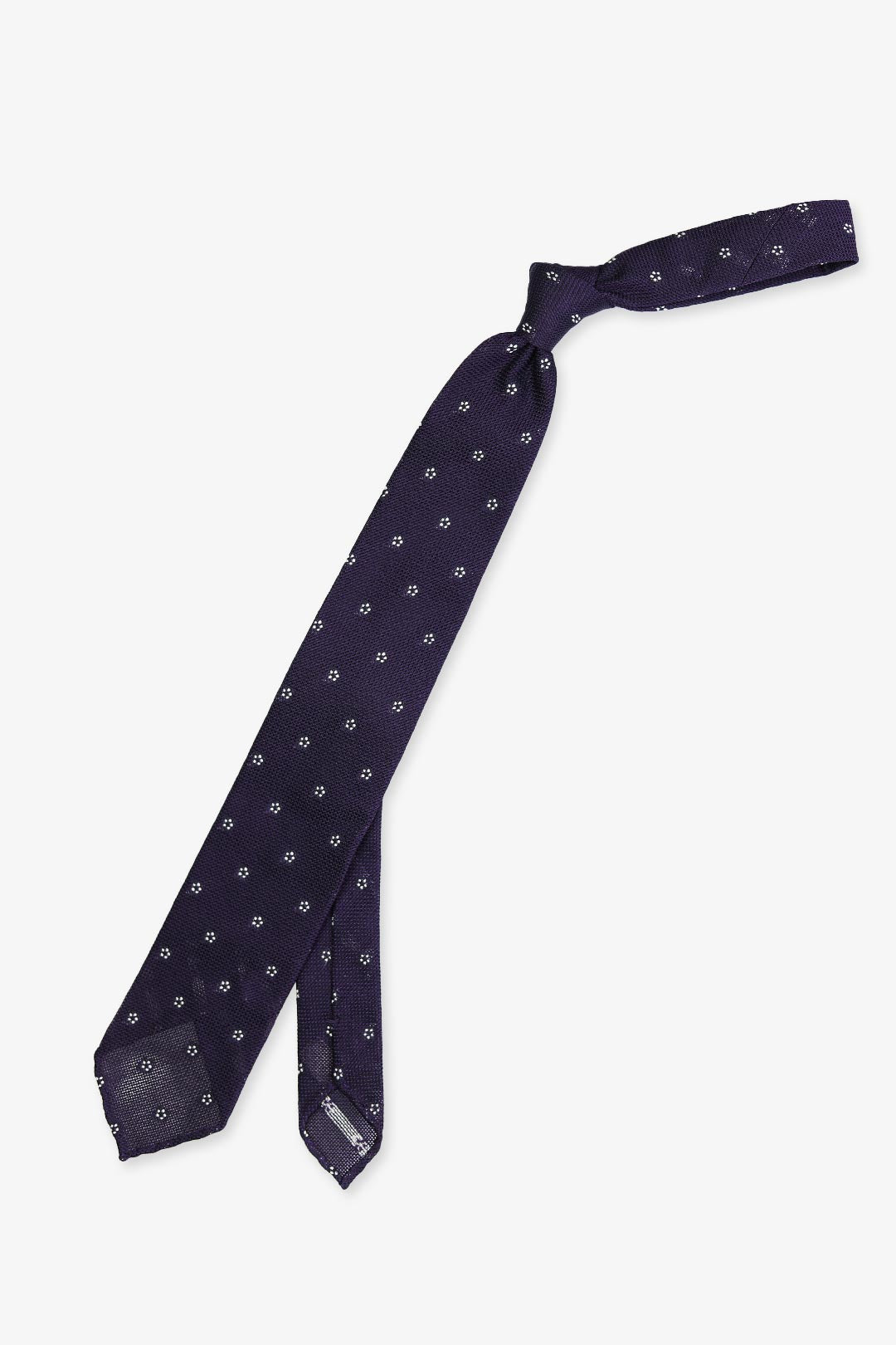 Purple White Flower Silk Grenadine Tie