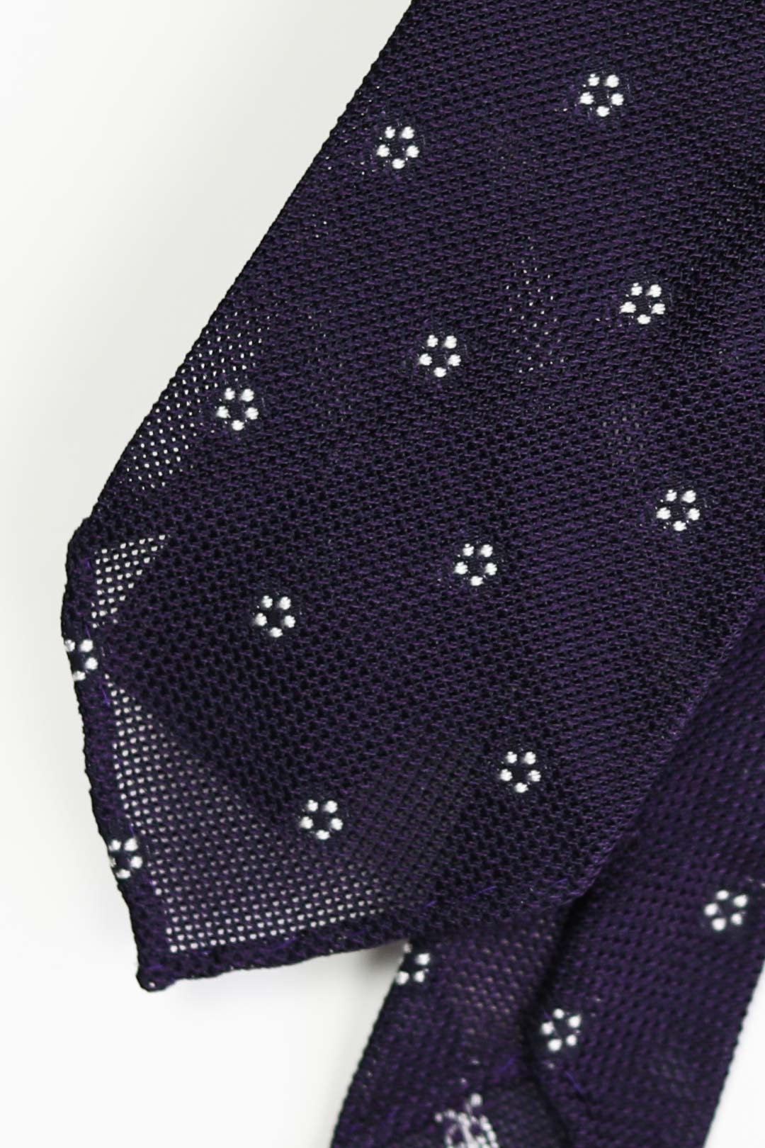 Purple White Flower Silk Grenadine Tie