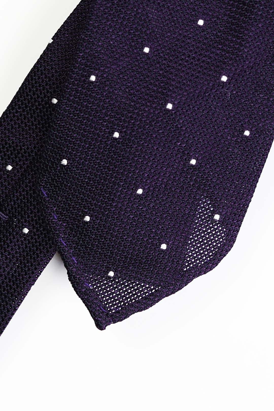 Purple White Polka Dot Silk Grenadine Tie