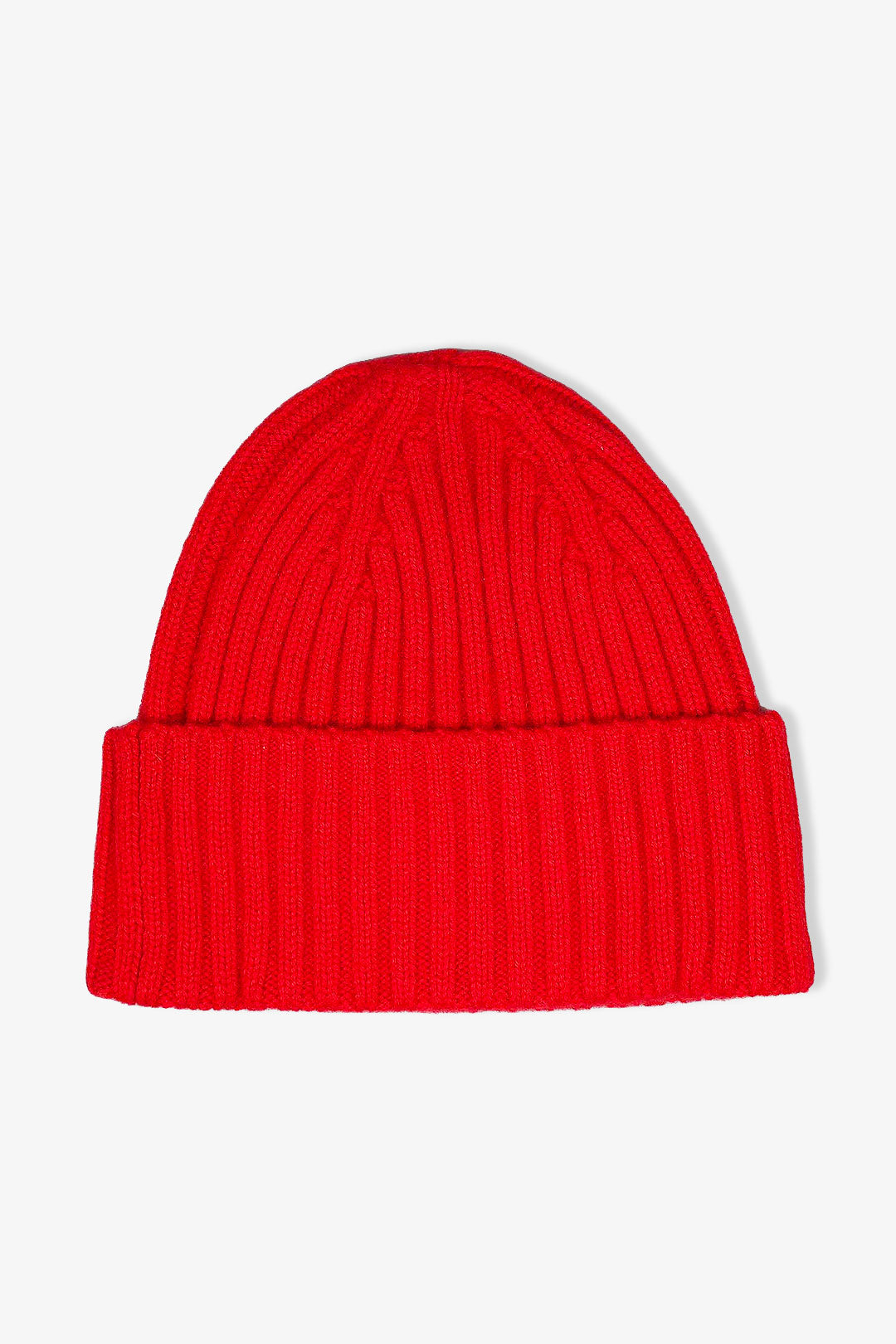 Red Rib Knitted Heavy Cashmere Beanie