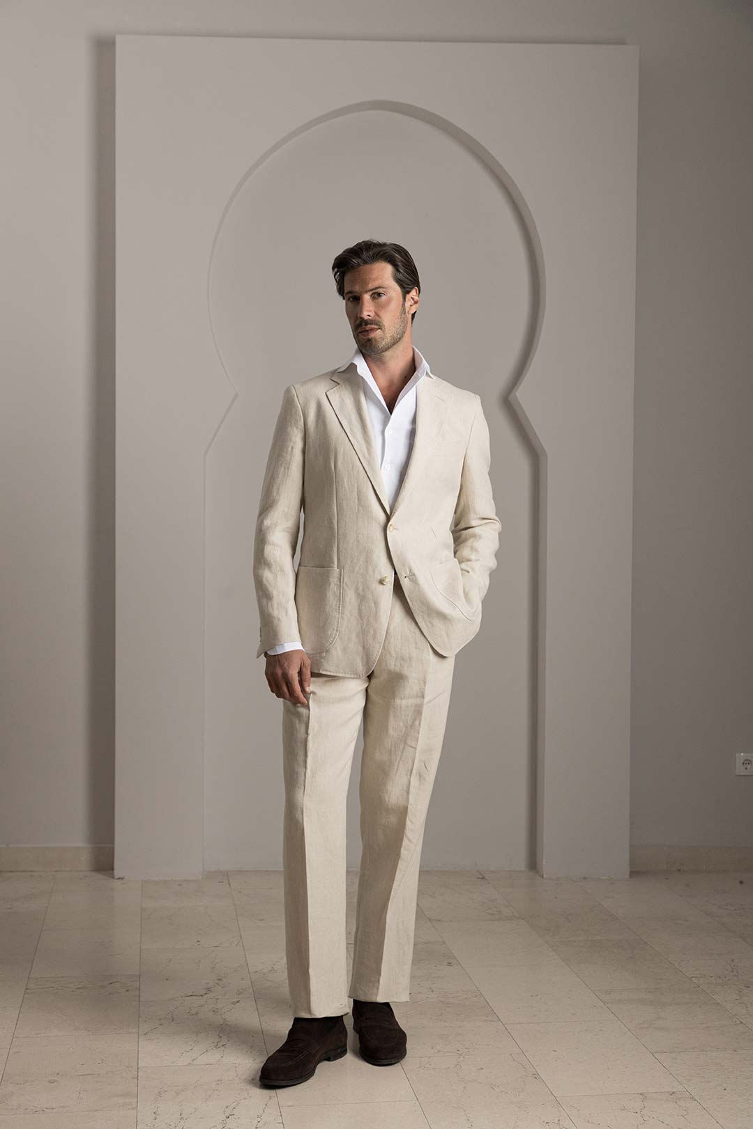 Sand Linen Single Breasted Suit
