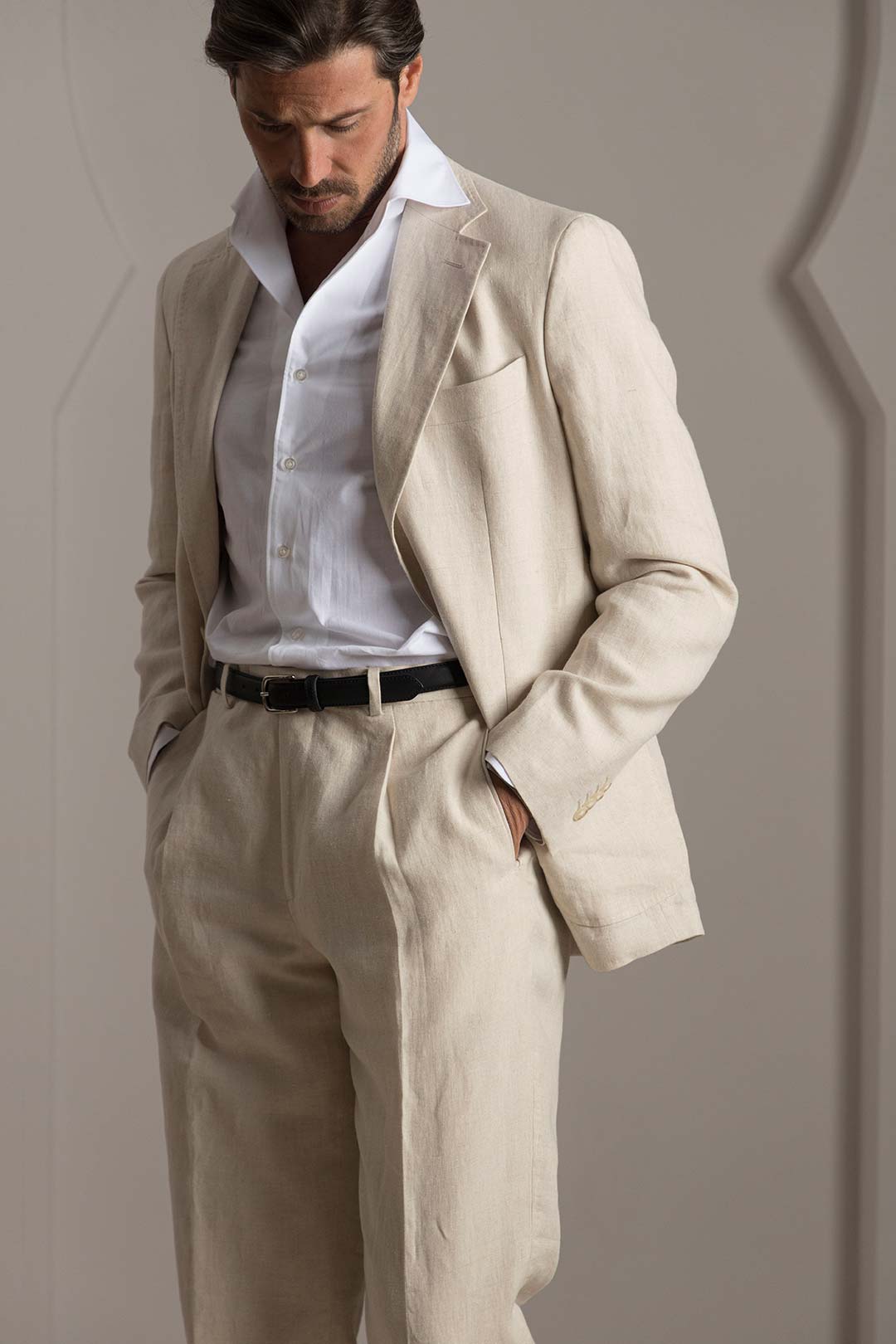 Sand Linen Single Breasted Suit