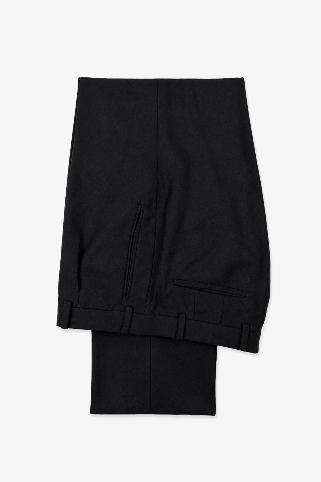 Black Heavy Linen Single Pleat Wide Leg Trouser
