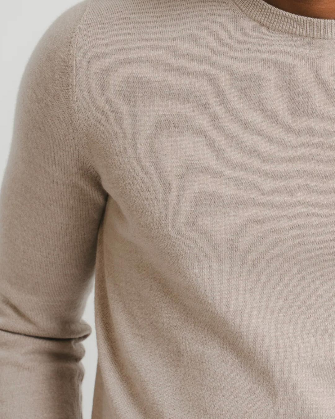Taupe Cashfeel Merino Crewneck Sweater