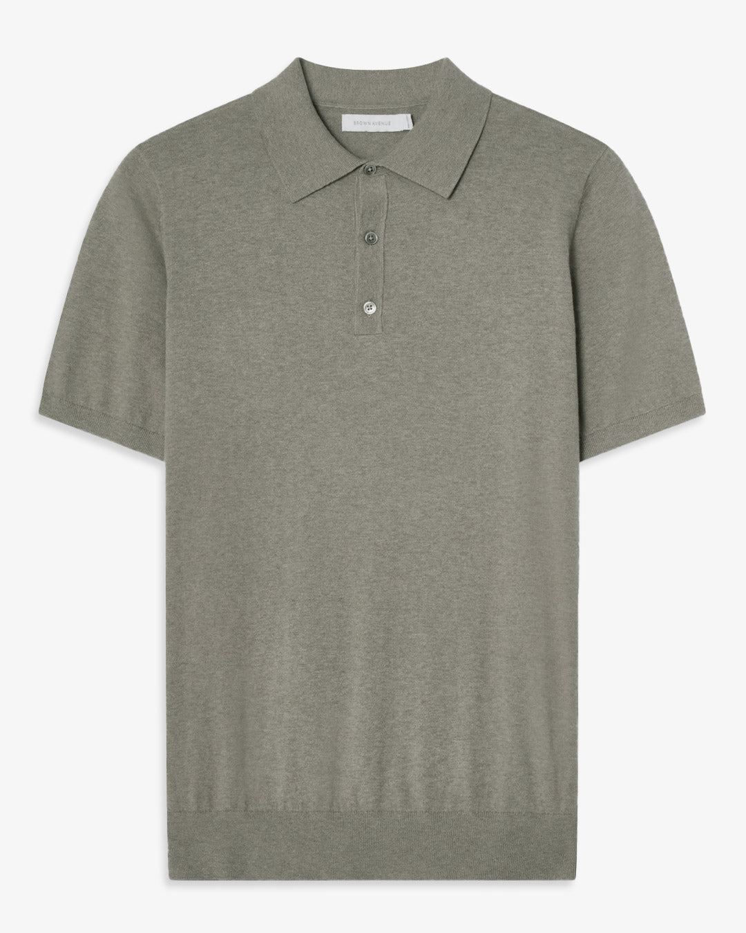 Olive Green Cotton Cashmere Knitted Polo Shirt