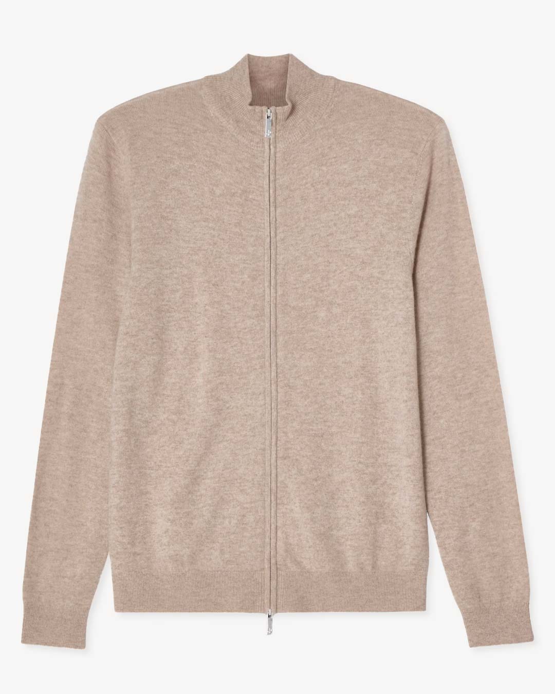 Taupe Merino Cashmere Full Zip Cardigan