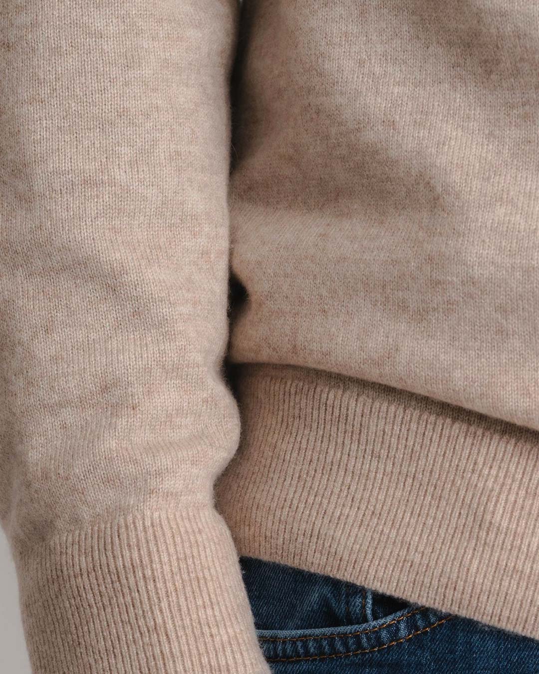 Taupe Merino Cashmere Full Zip Cardigan