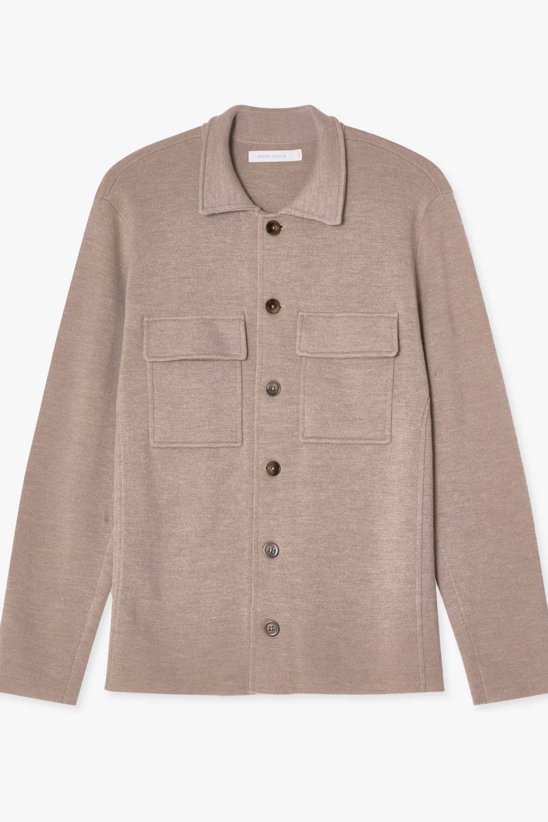 Taupe Merino Knitted Shirt Jacket