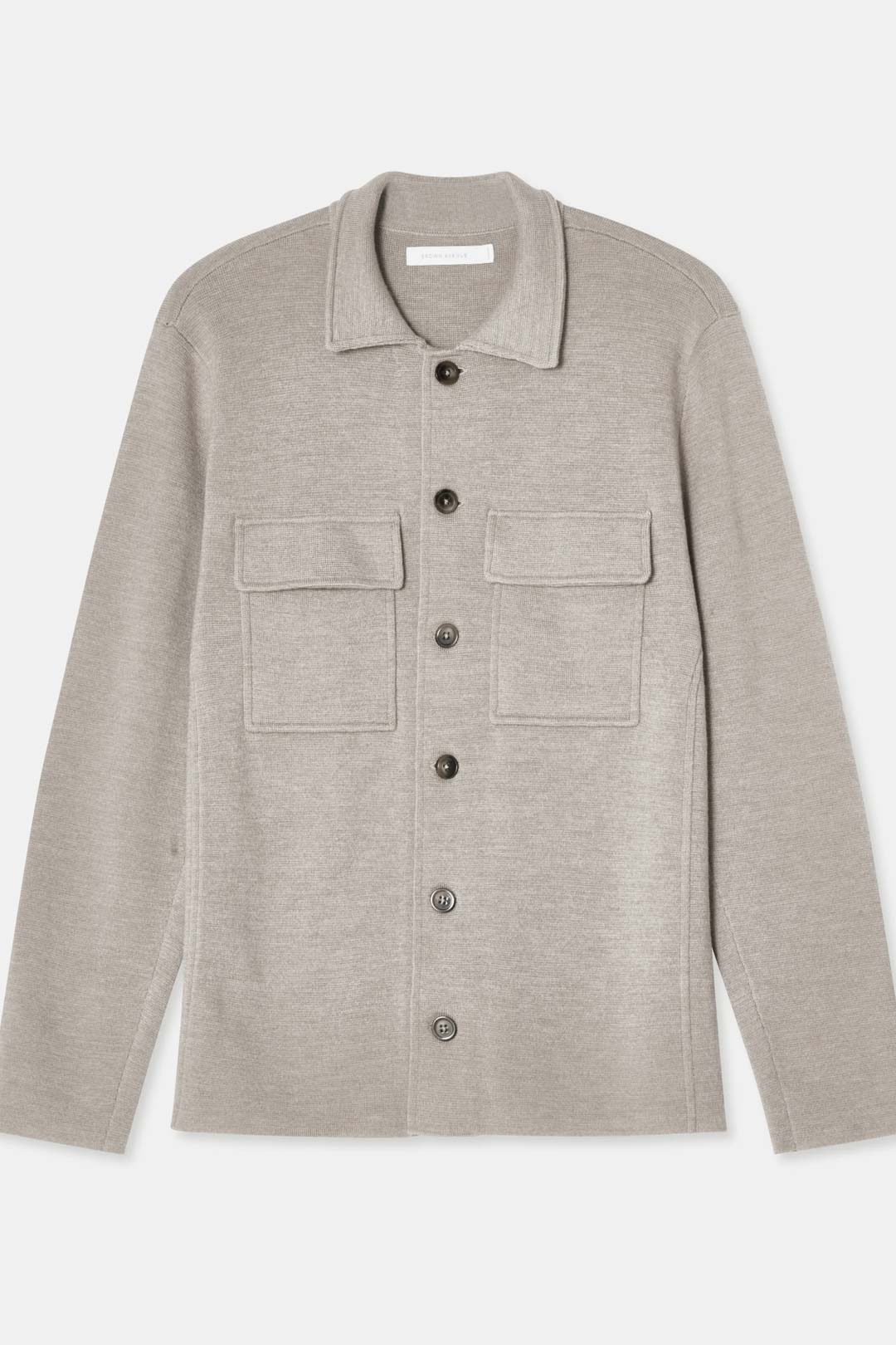Light Taupe Merino Knitted Shirt Jacket