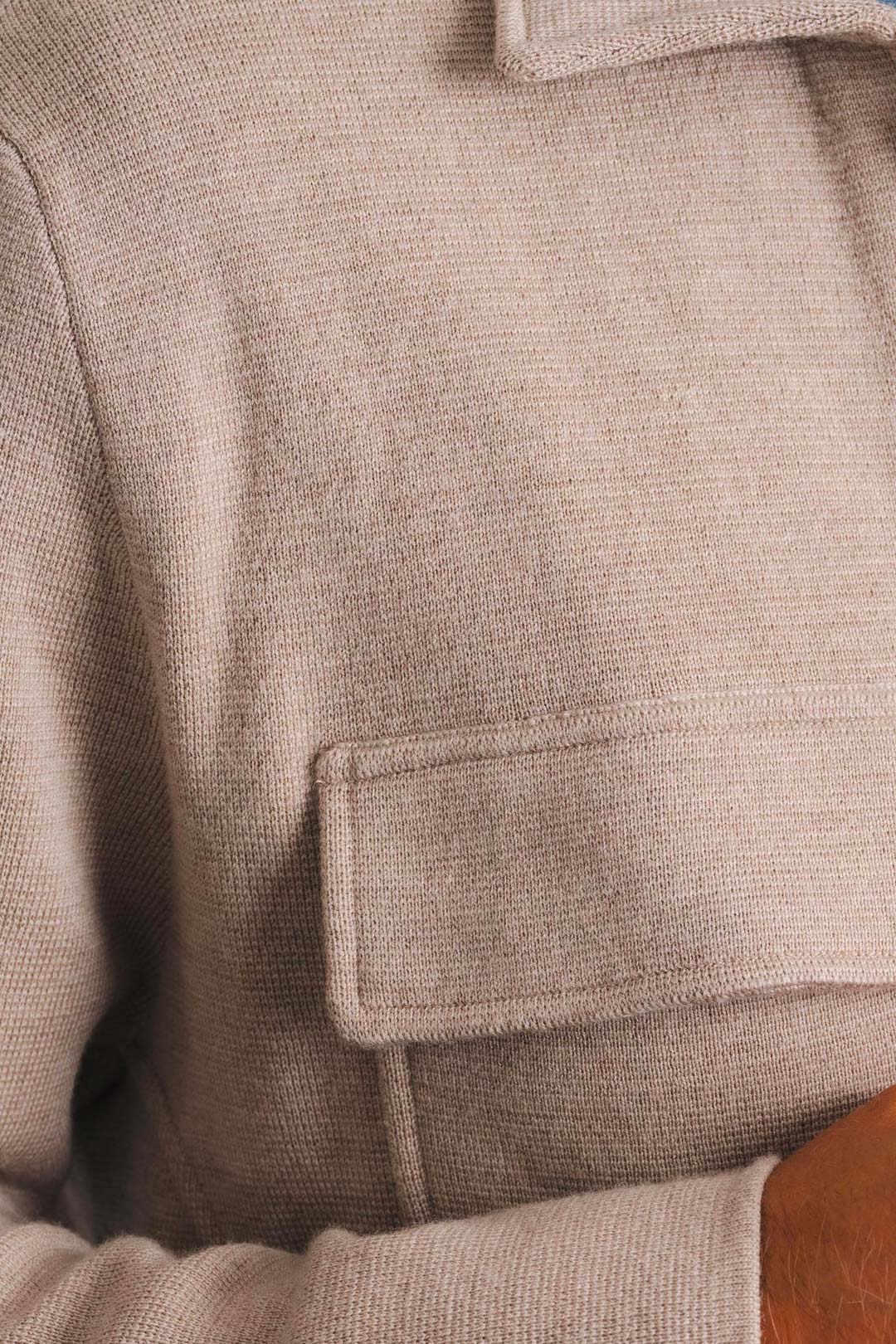 Taupe Merino Knitted Shirt Jacket