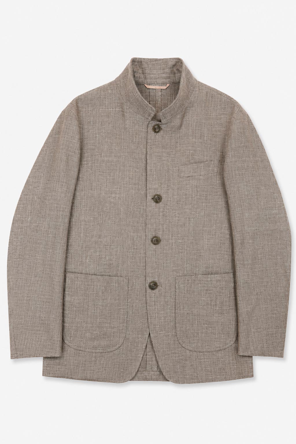 Taupe Wool Silk Linen Nehru Jacket