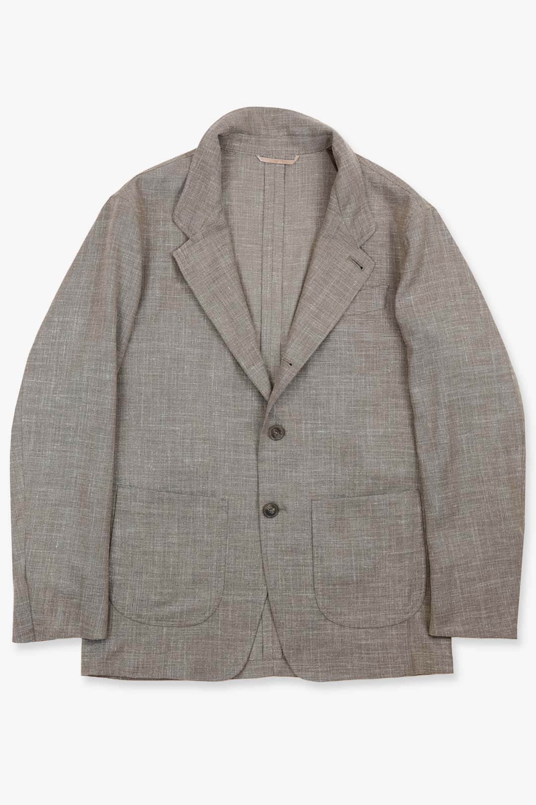 Taupe Wool Silk Linen Nehru Jacket