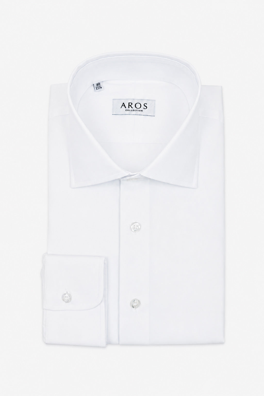 White Cotton Classic Semi-cutaway Shirt
